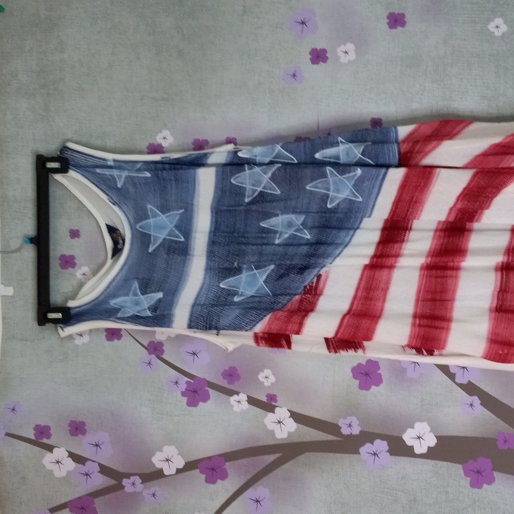Woman's 's dress flag design  red white blue 2X New